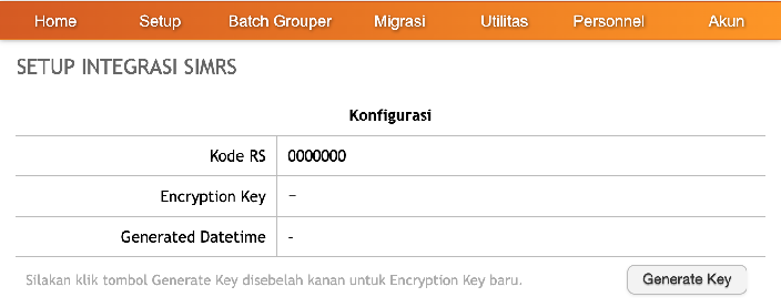 Menu Setup Integrasi