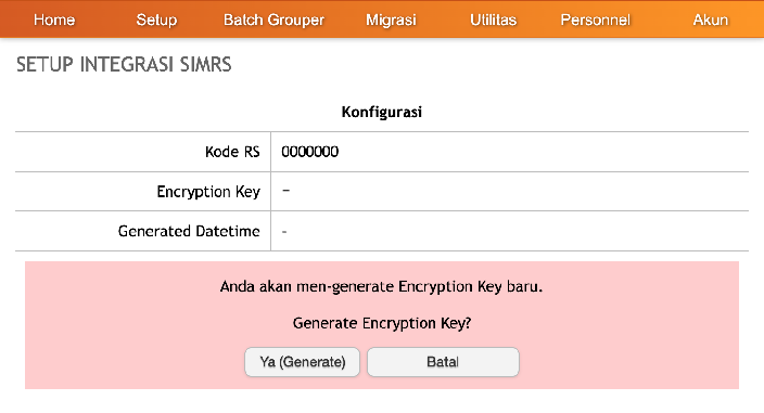 Tombol Generate Key